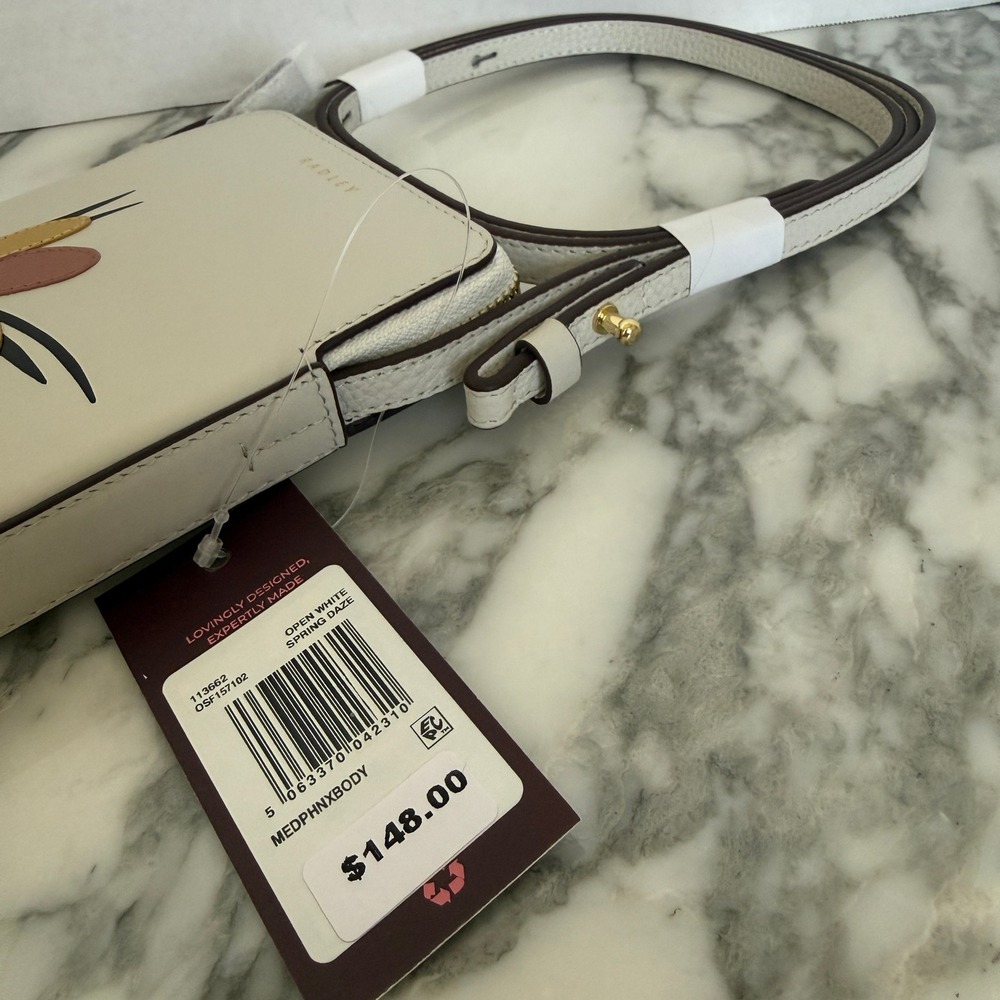 Radley London Spring Daze Leather Phone Crossbody Bag Open White Scottie Dog - Picture 6 of 14